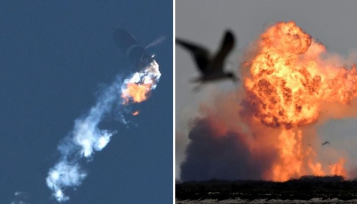 (representational) SpaceX Starship SN9 explodes into a fireball after its high altitude test flight from test facilities in Boca Chica, Texas, February 2. —  Reuters