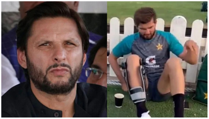 An image collage of former Pakistani captain Shahid Afridi (L) and Pakistani pacer Shaheen Shah Afridi. — Twitter/ File