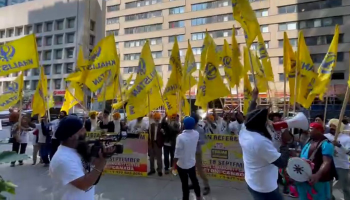 Khalistan supporters protest against the attack on the revered Khalistan leader in Toronto, Canada. Pictures by reporter