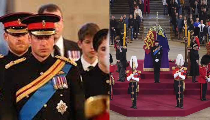 Prince Harry wears navy uniform as he joins William and cousins for Royal Vigil at Queen’s Coffin Prince Harry wears navy uniform as he joins William and cousins for Royal Vigil at Queen’s Coffin