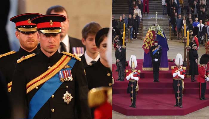Prince Harry wears military uniform as he joins William and cousins for Royal Vigil at Queens Coffin