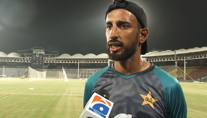 Pakistan’s top order batter Shan Masood speaks to Geo News. — Photo by author