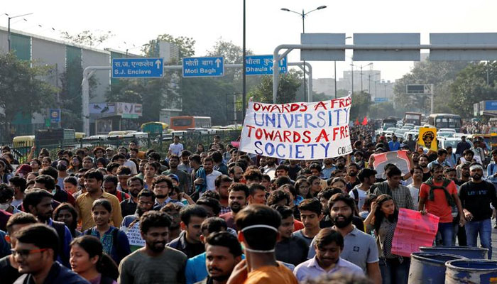 Students of Jawaharlal Nehru University (JNU) march during a protest against a proposed fee hike, in New Delhi, India, November 18, 2019. — Reuters/Danish Siddiqui