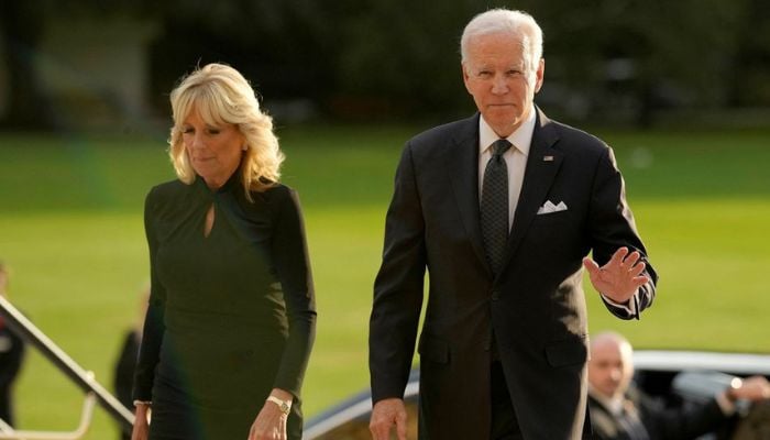 US President Joe Biden accompanied by the First Lady Jill Biden arrive at Buckingham Palace in London, Sunday, Sept. 18, 2022. — Reuters