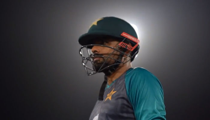 Pakistan skipper Babar Azam seen in a screengrab from the video he shared on Twitter.