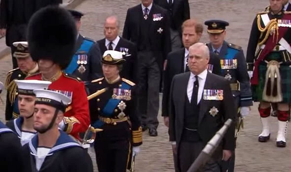 Pic: Prince Andrew in tears over Queen Elizabeth’s funeral procession