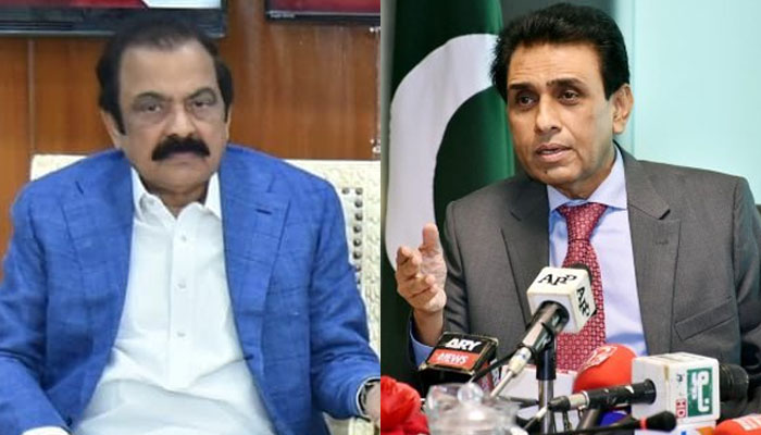 Interior Minister Rana Sanaullah (L) and MQM-P convener, Dr Khalid Maqbool Siddiqui. —Twitter