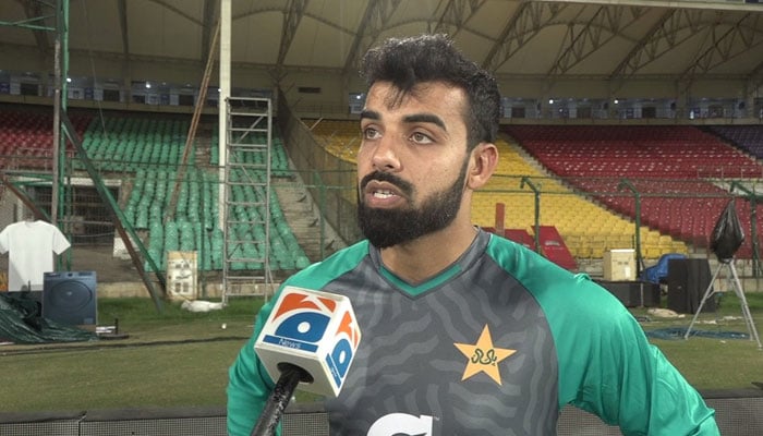 Shadab Khan talking to Geo News. Photo provided by the reporter