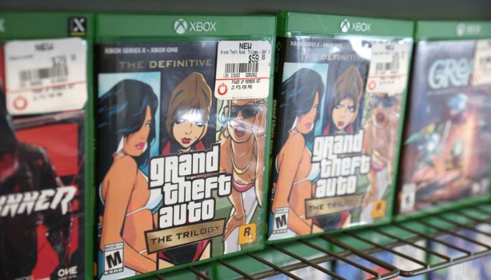 Grand Theft Auto The Trilogy by Take-Two Interactive Software Inc is seen for sale in a store in Manhattan, New York City, U.S., February 7, 2022. —  Reuters