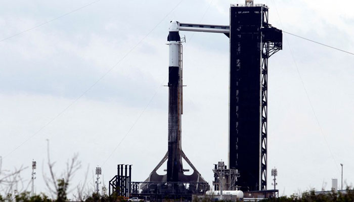 A SpaceX Falcon 9 with the Crew Dragon capsule stands on Pad-39A in preparation for the first private astronaut mission to the International Space Station, from NASAs Kennedy Space Center in Cape Canaveral, Florida, U.S., April 7, 2022. — Reuters