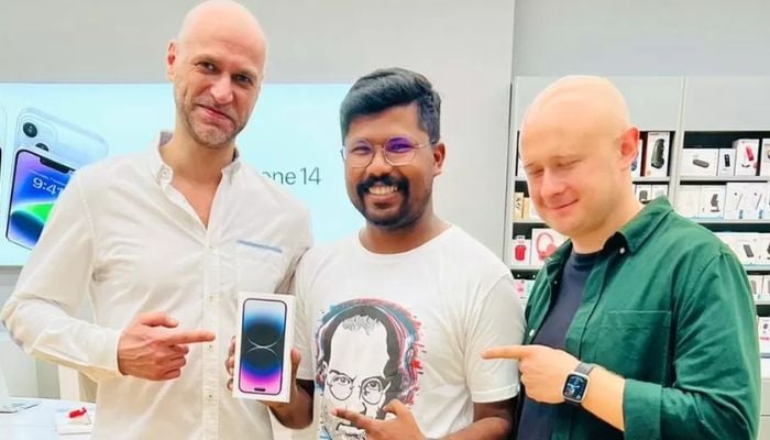 Dheeraj Palliyil at an Apple store in Dubai. — Dheeraj Palliyil via The Independent.