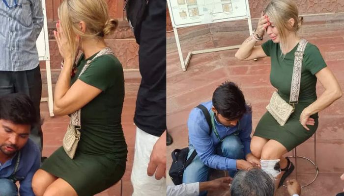 Turis Spanyol digigit monyet di Taj Mahal India