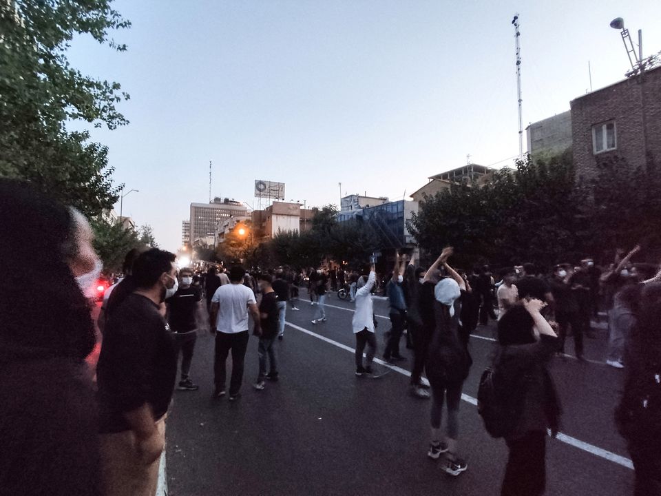 People attend a protest over the death of Mahsa Amini, a woman who died after being arrested by the Islamic republics morality police, in Tehran, Iran September 21, 2022.