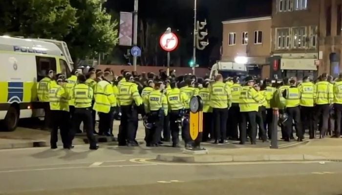 Tensions have been growing in Englands Leicester amid a series of anti-Muslim attacks in recent months.—  Screengrab via Twitter video