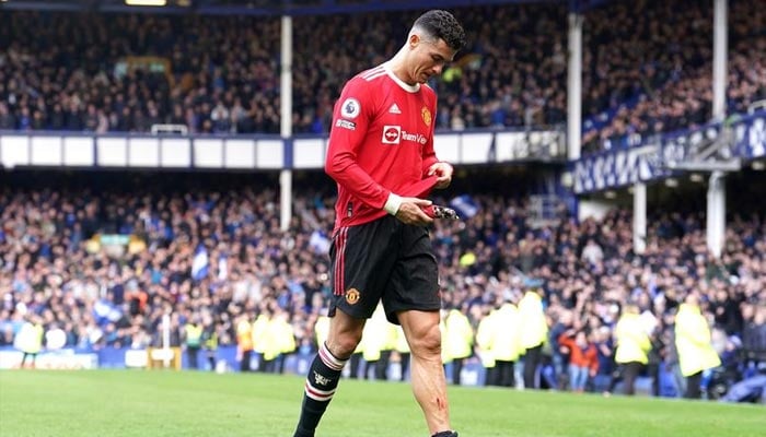 Cristiano Ronaldo leaves the pitch at Goodison Park after a 1-0 defeat to Everton in April. — AFP/File