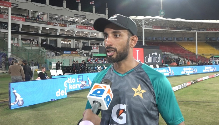 Pakistan’s middle order batter Shan Masood speaks during an interview with Geo News. — Faizan Lakhani