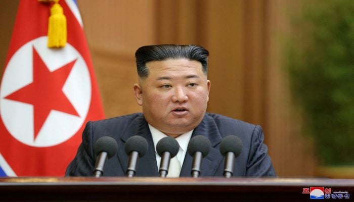 North Koreas leader Kim Jong Un addresses the Supreme Peoples Assembly, North Koreas parliament, which passed a law officially enshrining its nuclear weapons policies, in Pyongyang, North Korea, September 8, 2022 in this photo released by North Koreas Korean Central News Agency (KCNA)