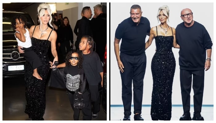 Kim Kardashian looks stunning as she departs Dolce & Gabbana collaboration show with kids