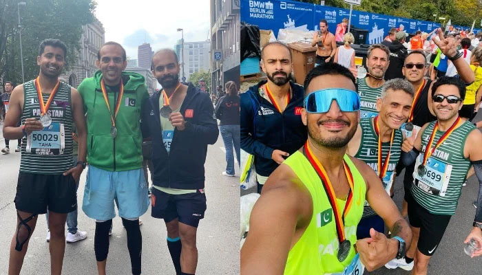 Pakistani athletes participating in the marathon.