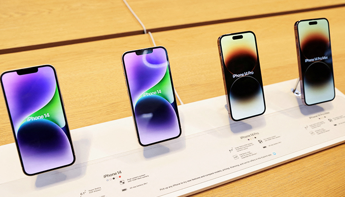 The iPhone 14, iPhone 14 Pro and iPhone 14 Pro Max are displayed at the Apple Fifth Avenue store, in Manhattan, New York City US September 16, 2022. — Reuters