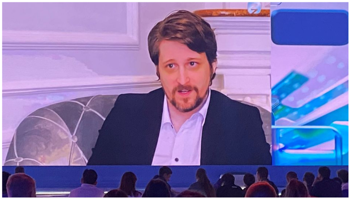 Former contractor of US National Security Agency Edward Snowden is seen on a screen during his interview presented via video link at the New Knowledge educational online forum in Moscow, Russia September 2, 2021. — Reuters/Olesya Astakhova