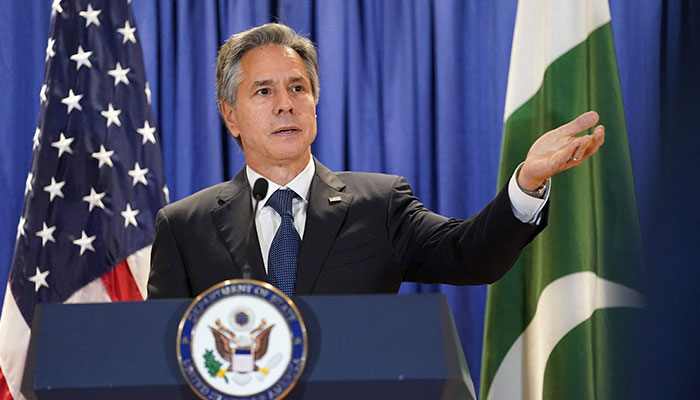 US Secretary of State Antony Blinken speaks after his meeting with Pakistans Foreign Minister Bilawal Bhutto-Zardari at the State Department in Washington, DC, September 26, 2022. — AFP