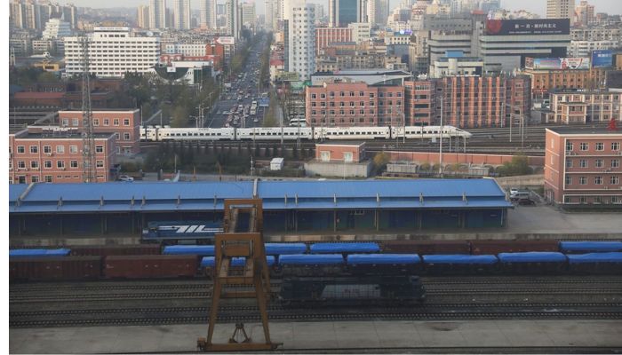 Freight cars are seen at a train station in Dandong, Liaoning province, China April 21, 2021. — Reuters