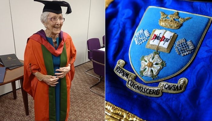 Kathleen Roberts, 100,has been made an Honorary Doctor of Engineering. — Twitter/Shefunievents