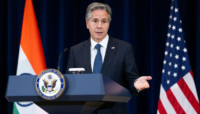 US Secretary of State Antony Blinken speaks during a press conference with Indias foreign minister Subrahmanyam Jaishankar at the State Department in Washington, US, September 27, 2022. — Reuters