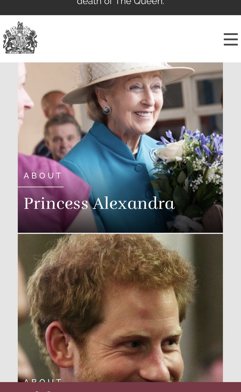 Prince Harry, Meghan Markle moved below Princess Alexandra on royal website