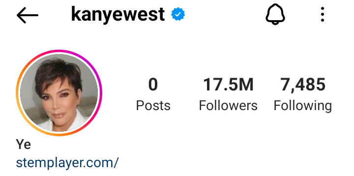 Kanye West uses Kris Jenners photo as his Instagram display picture