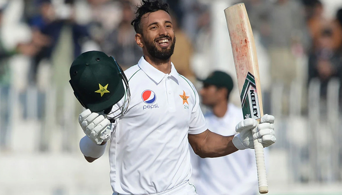 Pakistans Shan Masood gestures after scoring runs in this undated photo. — AFP/File