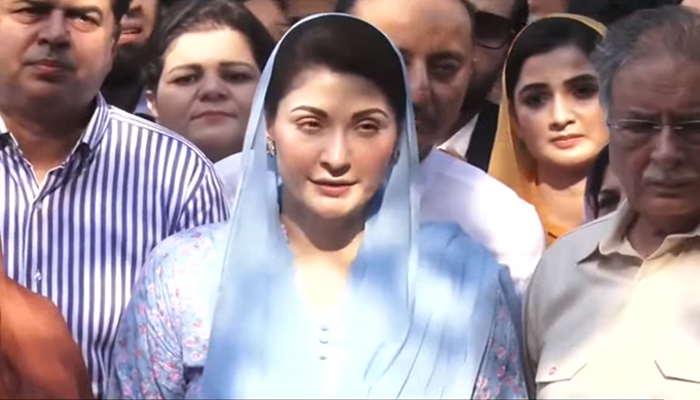 PML-N Vice President Maryam Nawaz speaking to journalists outside the Islamabad High Court, on September 28, 2022. — YouTube screengrab/PTV News Live