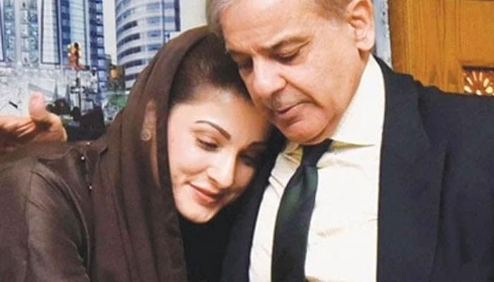 PML-N Vice-President Maryam Nawaz and PM Shehbaz Sharif. File photo