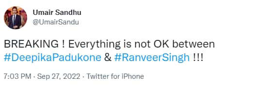 Everything is not well between Deepika Padukone and Ranveer Singh?