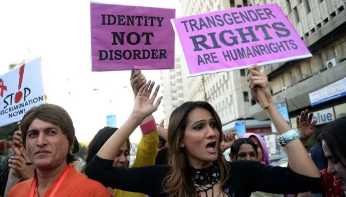 Transgender persons protesting in Karachi in 2013. —  Twitter/ File