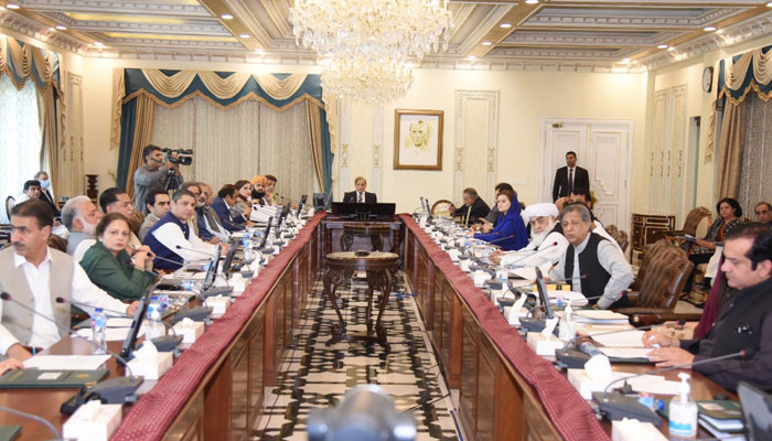 Prime Minister Shehbaz Sharif chairing a meeting of the federal cabinet at the the PM Office. — PM Office