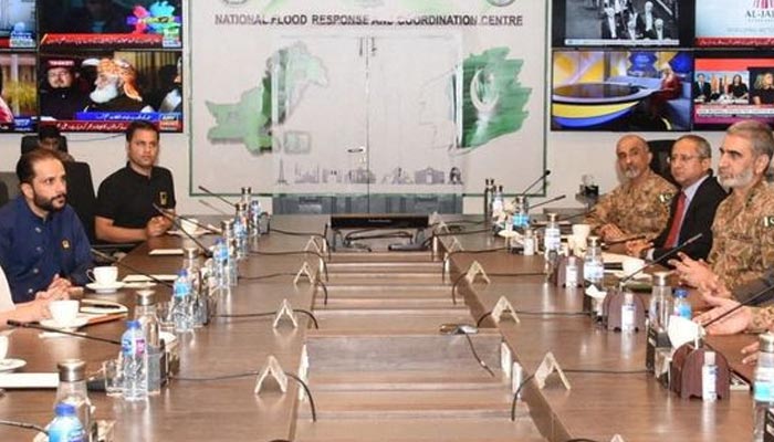 Actress and humanitarian Angelina Jolie attends a briefing at the National Flood Response and Coordination Centre (NFRCC) following rains and floods during the monsoon season, in Islamabad, Pakistan September 21, 2022. — Reuters/File