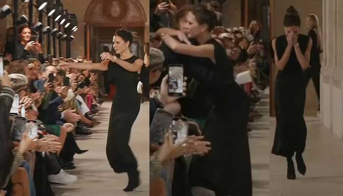 Victoria Beckham bursts into tears during her emotional fashion show in Paris