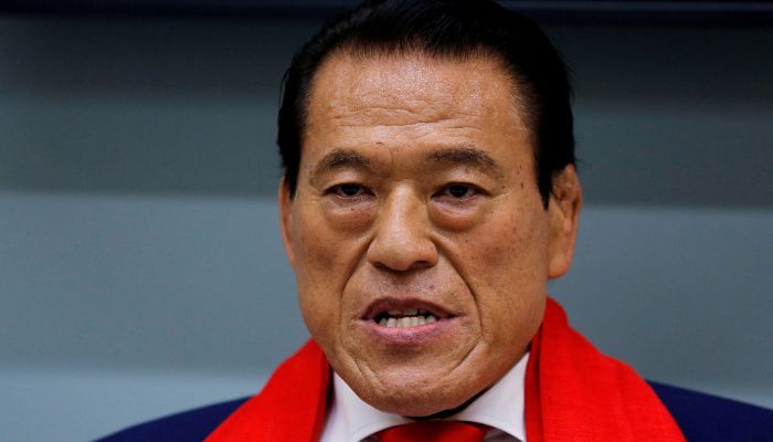 Japanese politician and former wrestling star Antonio Inoki attends a news conference after his visit to Pyongyang, as he arrives at Haneda international airport in Tokyo, Japan, September 11, 2017.— Reuters