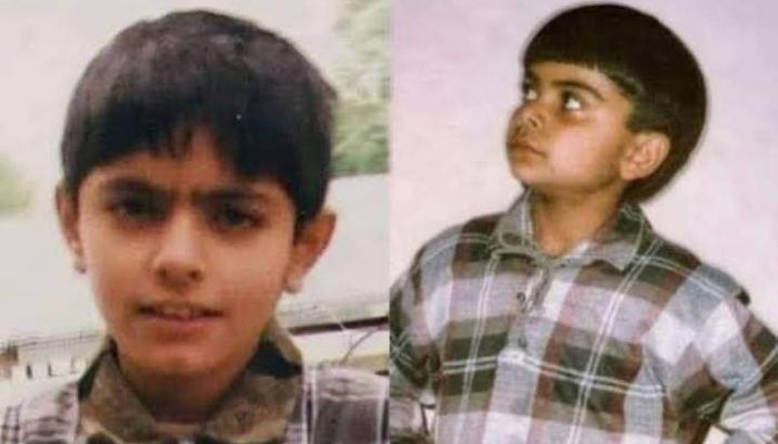 Childhood photos of Babar Azam (l), Virat Kohli (r). — Twitter