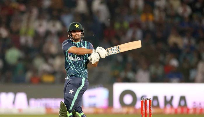 Haider Ali plays a shot during the sixth T20I between Pakistan and England at the Gaddafi Stadium Lahore. — PCB