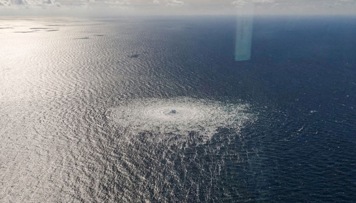 Gas leak at Nord Stream 2 as seen from the Danish F-16 interceptor on Bornholm, Denmark September 27, 2022. — Reuters