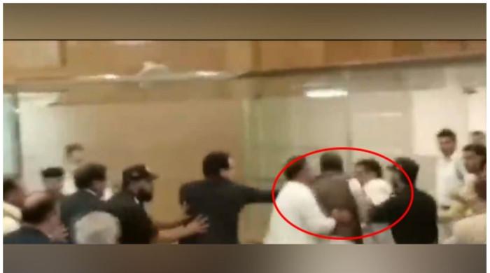 PTI lawmaker throws mobile at ex-AJK PM amid chaos at assembly