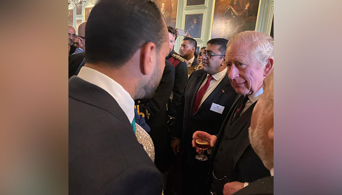 Honorary Ambassador-at-large on Investment Zeeshaan Shah (left) and King Charles III. — Geo.tv