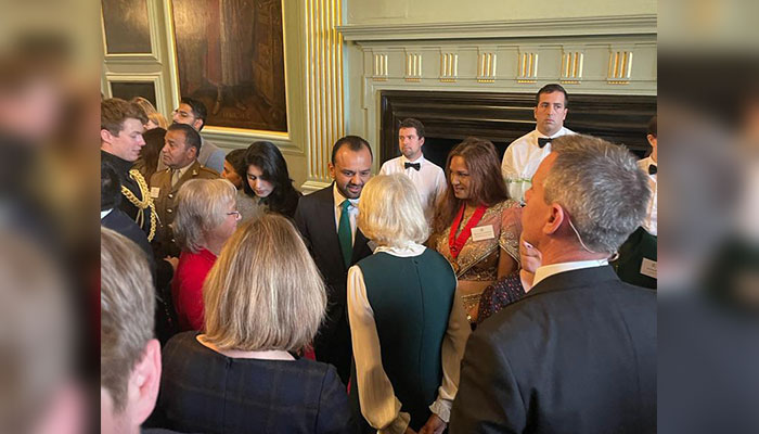 Honorary Ambassador-at-large on Investment Zeeshaan Shah meets Queen Consort Camila. — Geo.tv