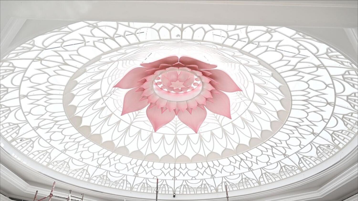 3D-printed pink lotus across the central dome.— Khaleej Times