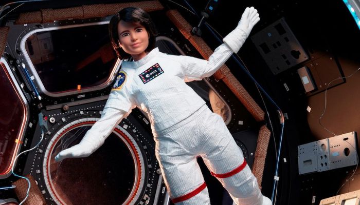 A handout picture shows Europes first female commander of the ISS, ESA astronaut Samantha Cristoforettis lookalike Barbie doll at the International Space Station (ISS).—  Reuters