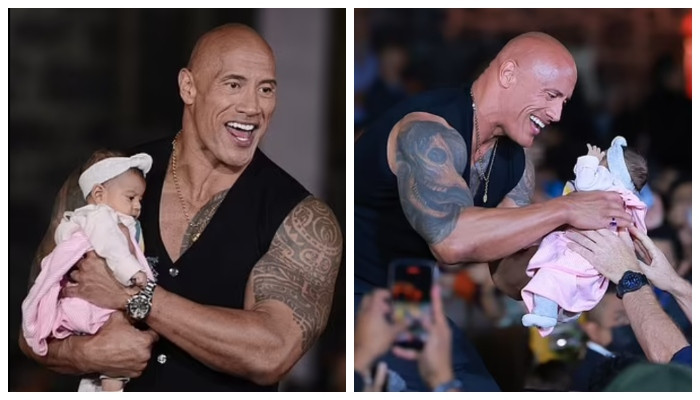 Dwayne Johnson flaunts his incredible physique in black waistcoat during Black Adam event
