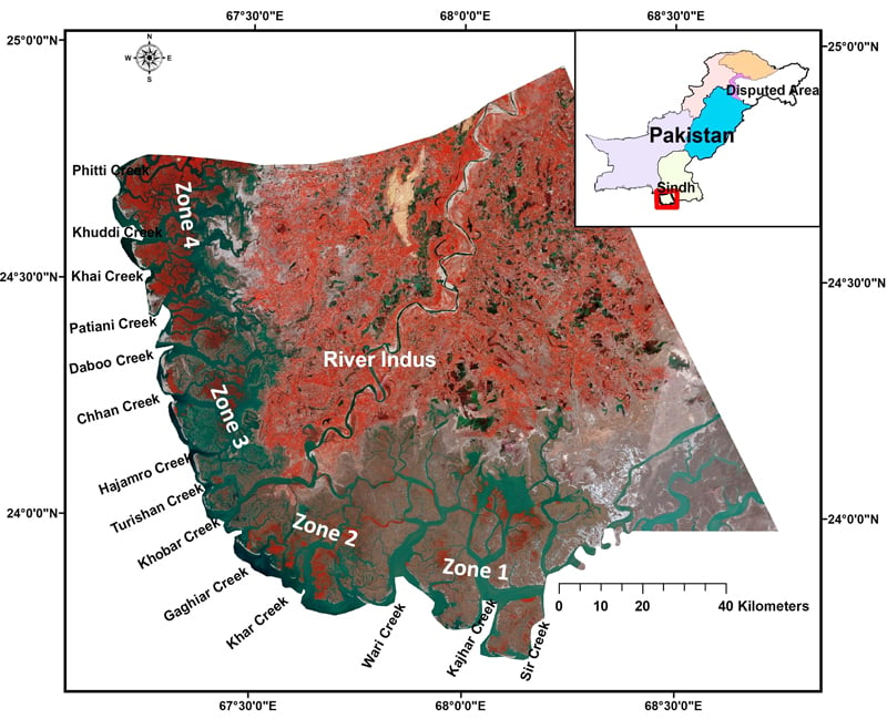 Lower Indus River with a network of major creeks. — Prof Dr Altaf A Siyal